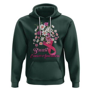 Breast Cancer Awareness Hoodie Pink Ribbon Flower Bouquet Supoprt Women Breast Cancer Warrior TS02 Dark Forest Green Printyourwear