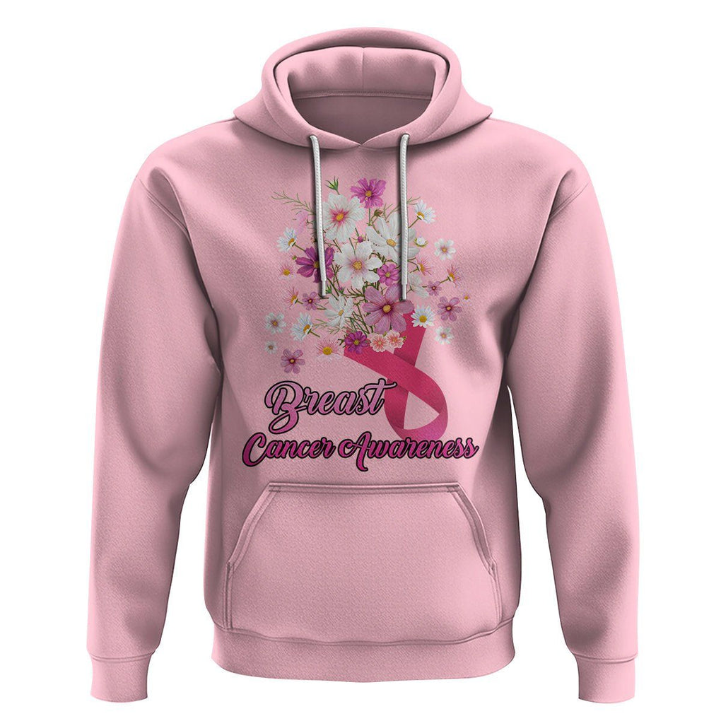 Breast Cancer Awareness Hoodie Pink Ribbon Flower Bouquet Supoprt Women Breast Cancer Warrior TS02 Light Pink Printyourwear
