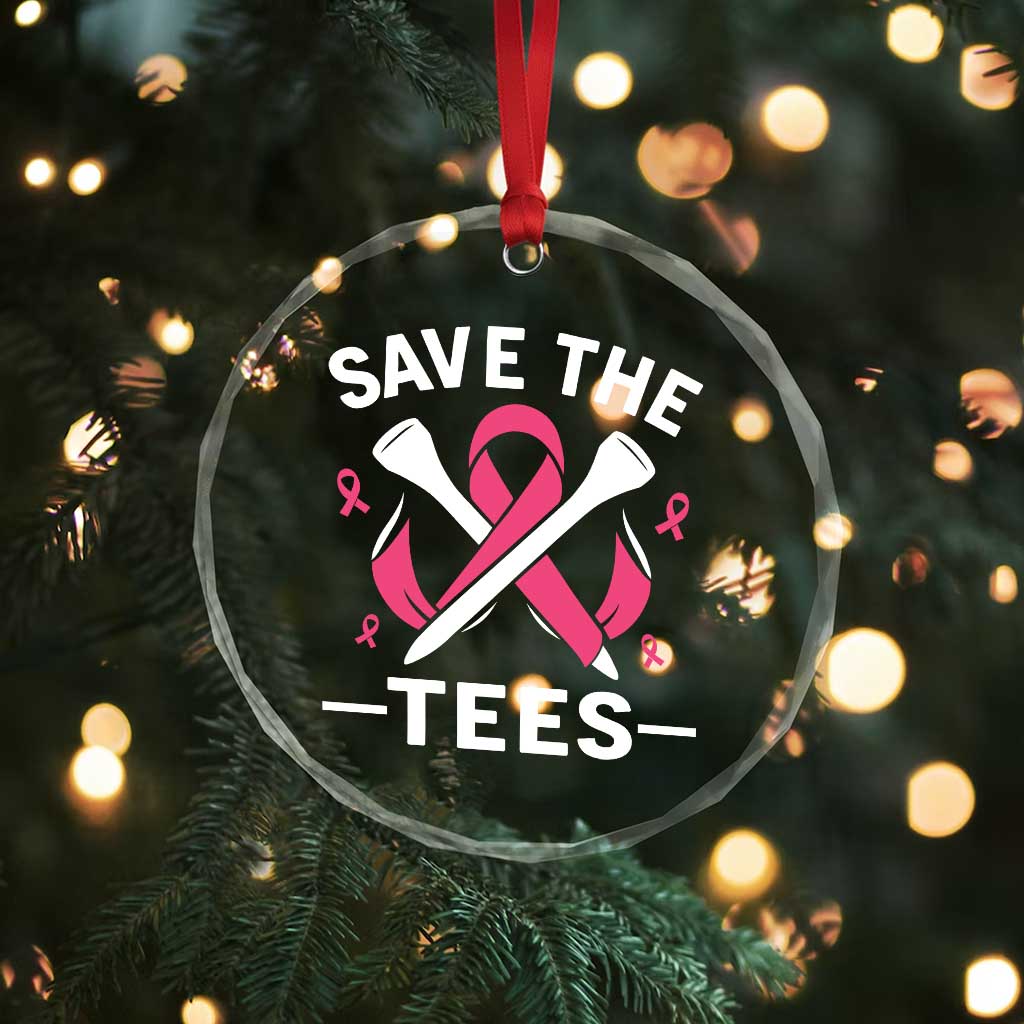 Breast Cancer Awareness Pink Ribbon Golf Crystal Glass Ornament Funny Save The Tees TS10 Print Your Wear