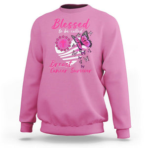 Breast Cancer Awareness Sweatshirt Blessed To Be Called Breast Cancer Survivor Pink Butterfly TS02 Azalea Printyourwear