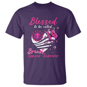 Breast Cancer Awareness T Shirt Blessed To Be Called Breast Cancer Survivor Pink Butterfly TS02 Purple Printyourwear