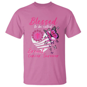 Breast Cancer Awareness T Shirt Blessed To Be Called Breast Cancer Survivor Pink Butterfly TS02 Azalea Printyourwear