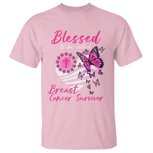 Breast Cancer Awareness T Shirt Blessed To Be Called Breast Cancer Survivor Pink Butterfly TS02 Light Pink Printyourwear