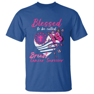 Breast Cancer Awareness T Shirt Blessed To Be Called Breast Cancer Survivor Pink Butterfly TS02 Royal Blue Printyourwear