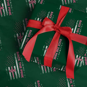 Breast Cancer Awareness Wrapping Paper Roll Back The Pink Warrior American Flag TS11 Green Print Your Wear