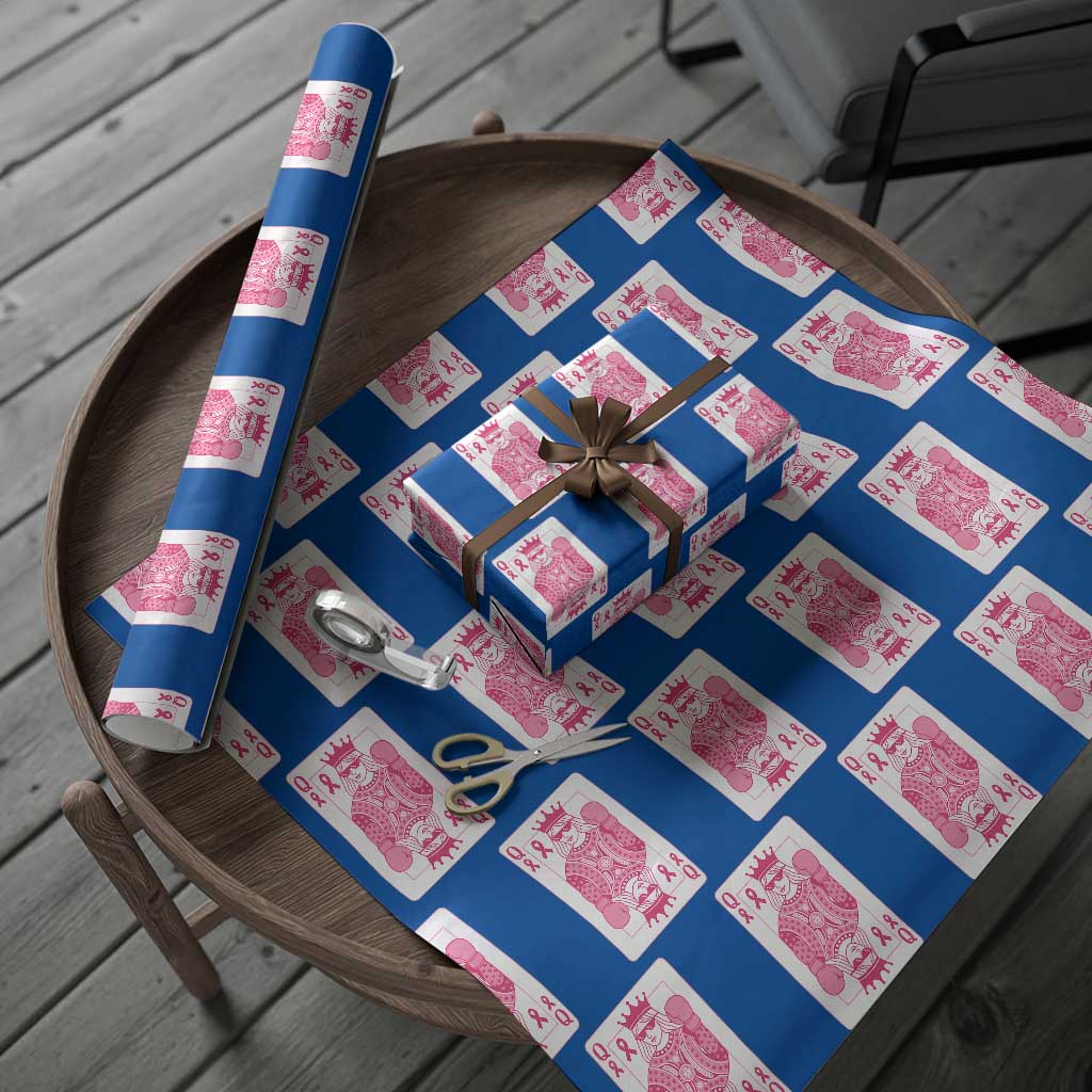 Breast Cancer Awareness Wrapping Paper Roll Queen Of Pink Ribbon Blackjack Cards Poker TS10 Blue Print Your Wear