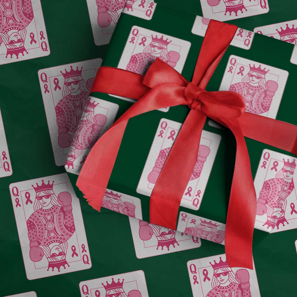 Breast Cancer Awareness Wrapping Paper Roll Queen Of Pink Ribbon Blackjack Cards Poker TS10 Green Print Your Wear