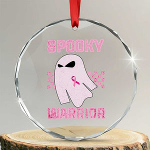 Breast Cancer Halloween Crystal Glass Ornament Ghost Wear Pink Ribbon Spooky Warrior TS10 Transparent Glass 3'' Circle Print Your Wear