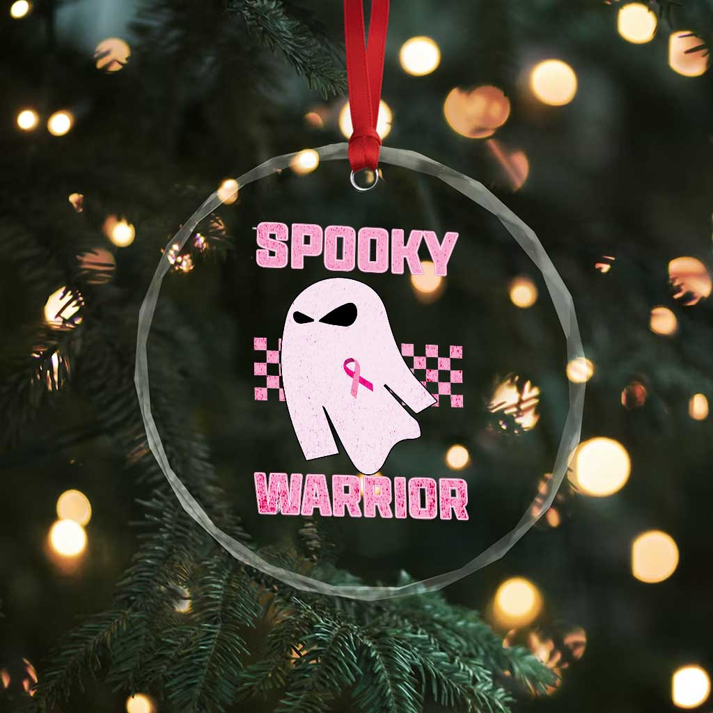 Breast Cancer Halloween Crystal Glass Ornament Ghost Wear Pink Ribbon Spooky Warrior TS10 Print Your Wear