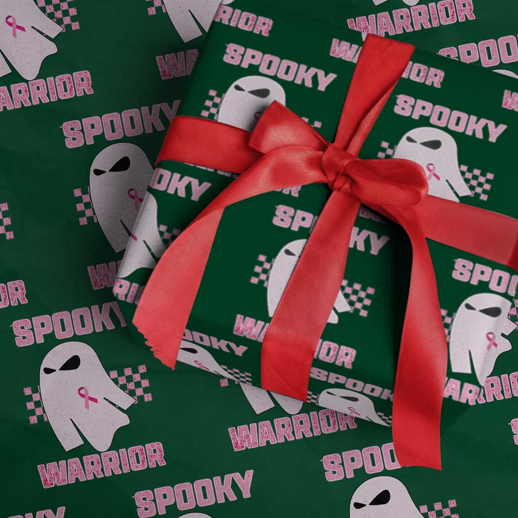 Breast Cancer Halloween Wrapping Paper Roll Ghost Wear Pink Ribbon Spooky Warrior TS10 Green Print Your Wear