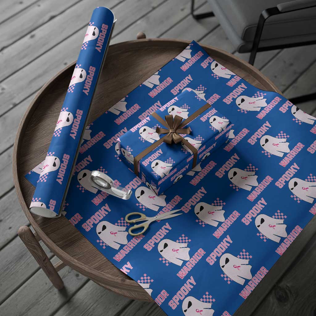 Breast Cancer Halloween Wrapping Paper Roll Ghost Wear Pink Ribbon Spooky Warrior TS10 Blue Print Your Wear