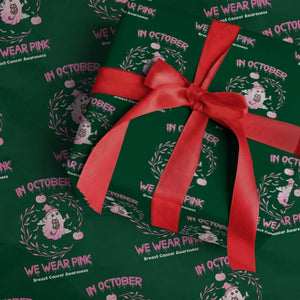 Breast Cancer Halloween Wrapping Paper Roll In October Ghost Wear Pink Black Cat TS10 Green Print Your Wear