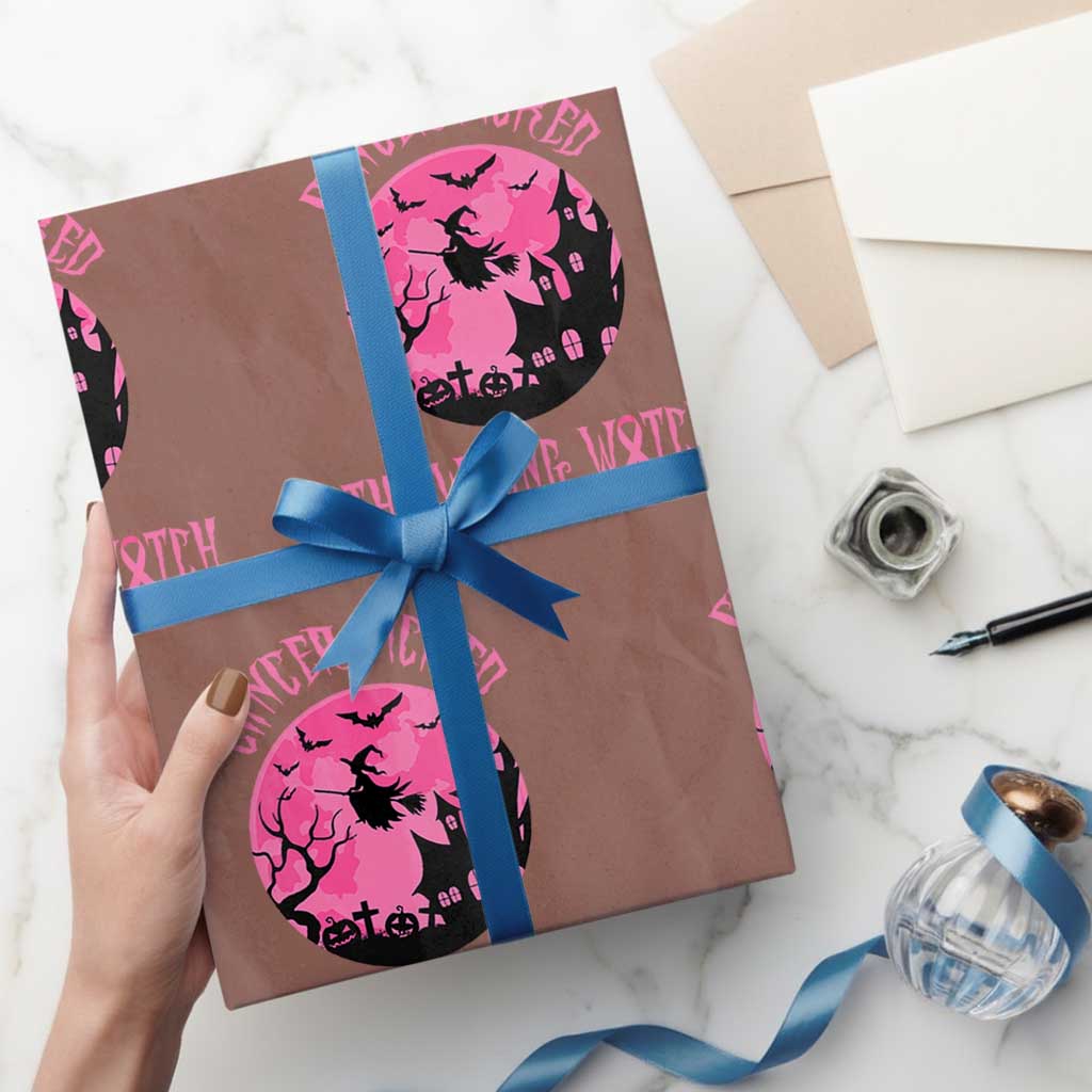 Breast Cancer Halloween Wrapping Paper Roll In October We Wear Pink Witch TS10 Mocha Print Your Wear