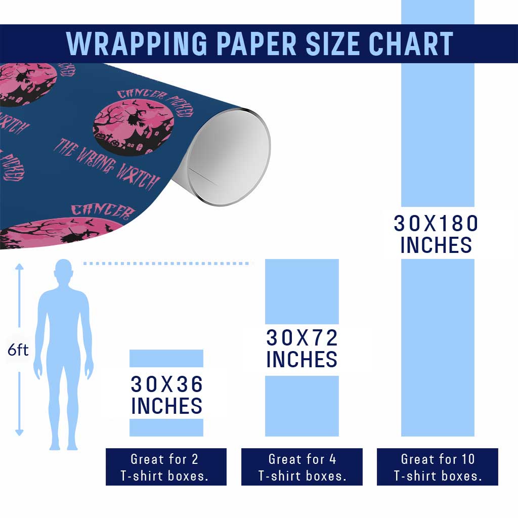 Breast Cancer Halloween Wrapping Paper Roll In October We Wear Pink Witch TS10 Print Your Wear