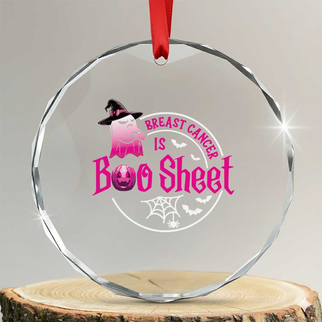 Breast Cancer Is Boo Sheet Crystal Glass Ornament October Ghost Pink Ribbon TS10 Transparent Glass 3'' Circle Print Your Wear