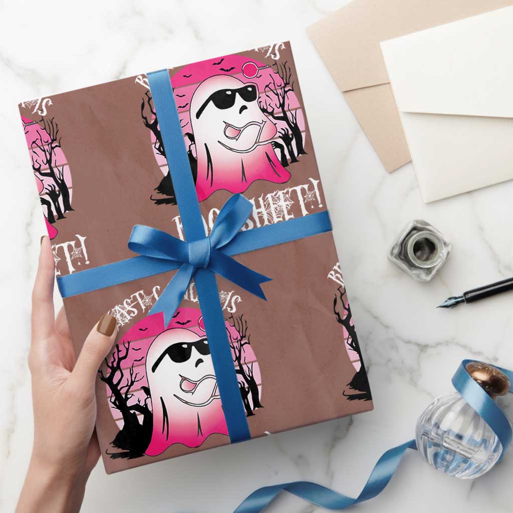 Breast Cancer Is Boo Sheet Wrapping Paper Roll In October Ghost Wear Pink TS10 Mocha Print Your Wear