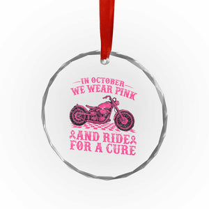 Breast Cancer Motorcycle Crystal Glass Ornament In October We Wear Pink Ride For A Cure TS10 Print Your Wear