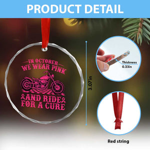 Breast Cancer Motorcycle Crystal Glass Ornament In October We Wear Pink Ride For A Cure TS10 Print Your Wear