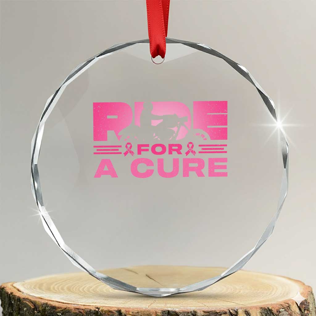 Breast Cancer Motorcycle Crystal Glass Ornament Pink Ribbon Ride For A Cure TS10 Transparent Glass 3'' Circle Print Your Wear