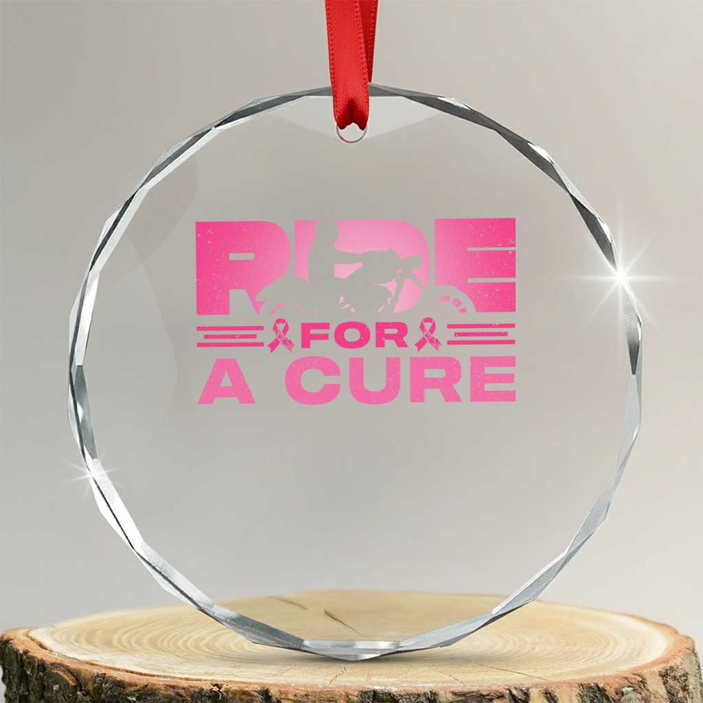 Breast Cancer Motorcycle Crystal Glass Ornament Pink Ribbon Ride For A Cure TS10 Transparent Glass 3'' Circle Print Your Wear
