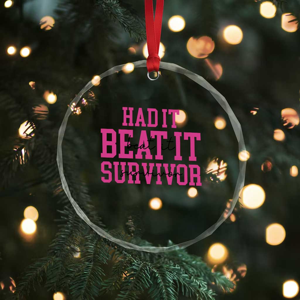 Breast Cancer Support Crystal Glass Ornament Had it Beat it Survivor Gift TS10 Print Your Wear