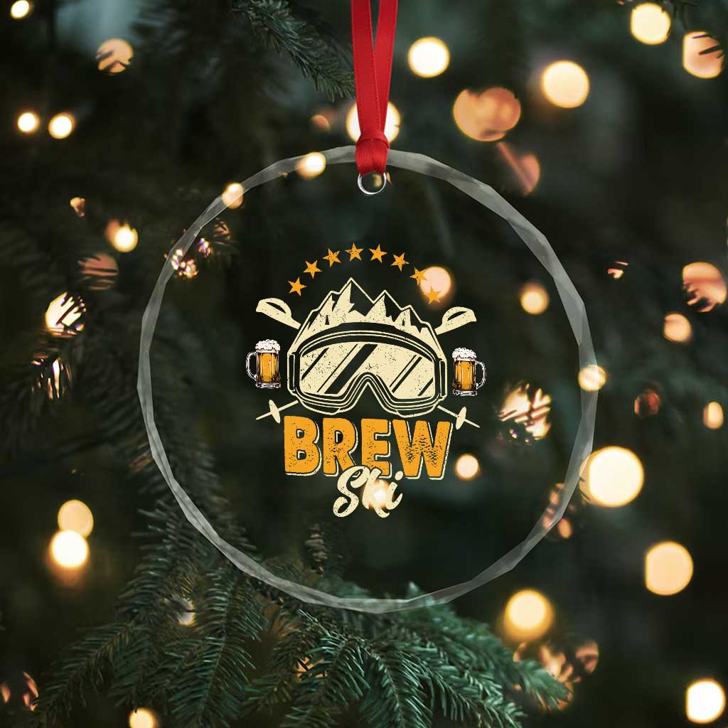 Brewski Skiing Beer Crystal Glass Ornament Funny Skiing Skier Ski Vacation TS11 Print Your Wear