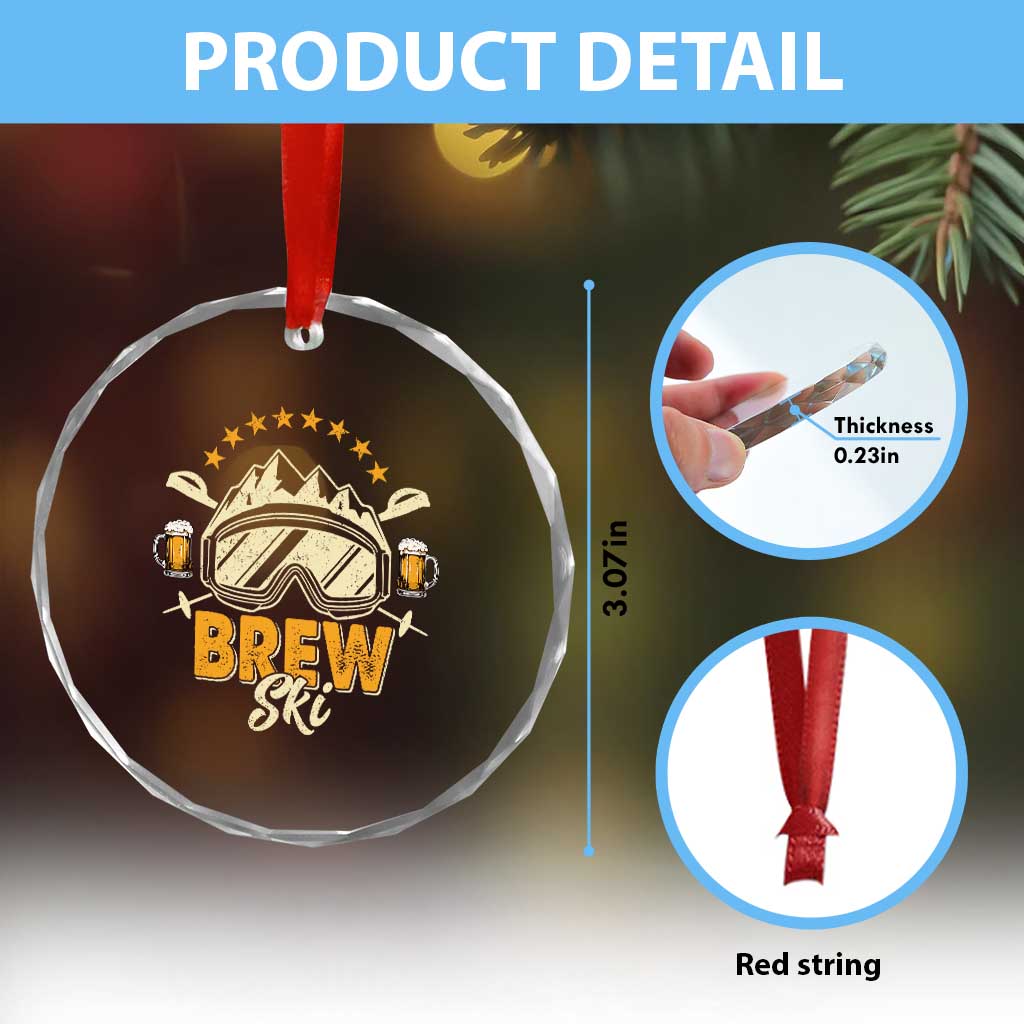 Brewski Skiing Beer Crystal Glass Ornament Funny Skiing Skier Ski Vacation TS11 Print Your Wear