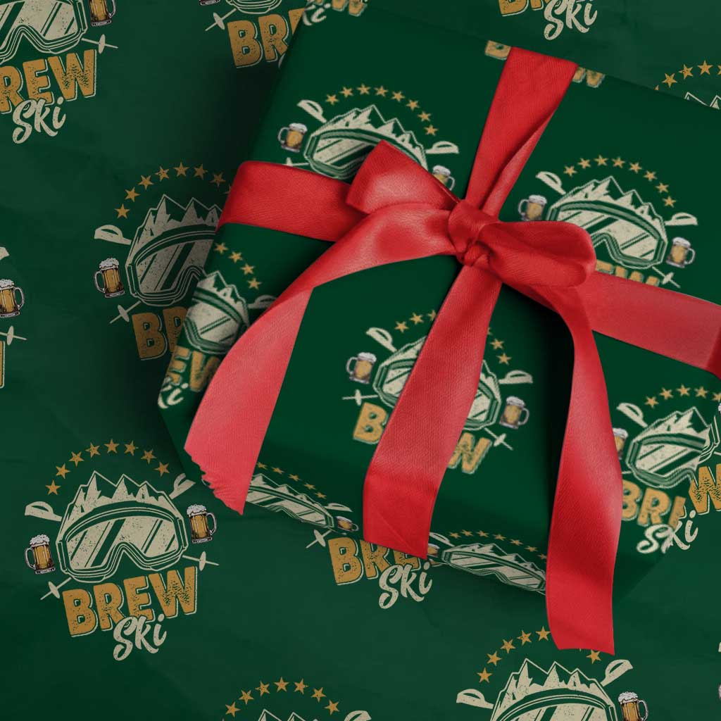 Brewski Skiing Beer Wrapping Paper Roll Funny Skiing Skier Ski Vacation TS11 Green Print Your Wear