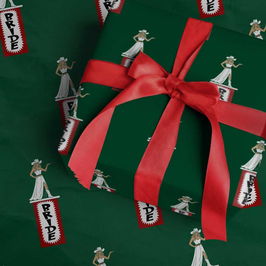 Bride Cowgirl Wrapping Paper Roll Western Rodeo Bachelorette Party Wedding TS10 Green Print Your Wear
