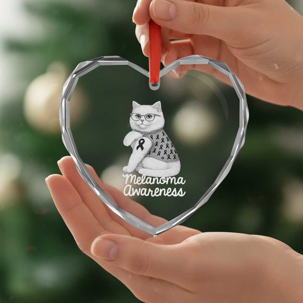 British Shorthair Skin Cancer Awareness Heart Crystal Glass Ornament Melanoma Fighter Cat Gift TS12 Print Your Wear
