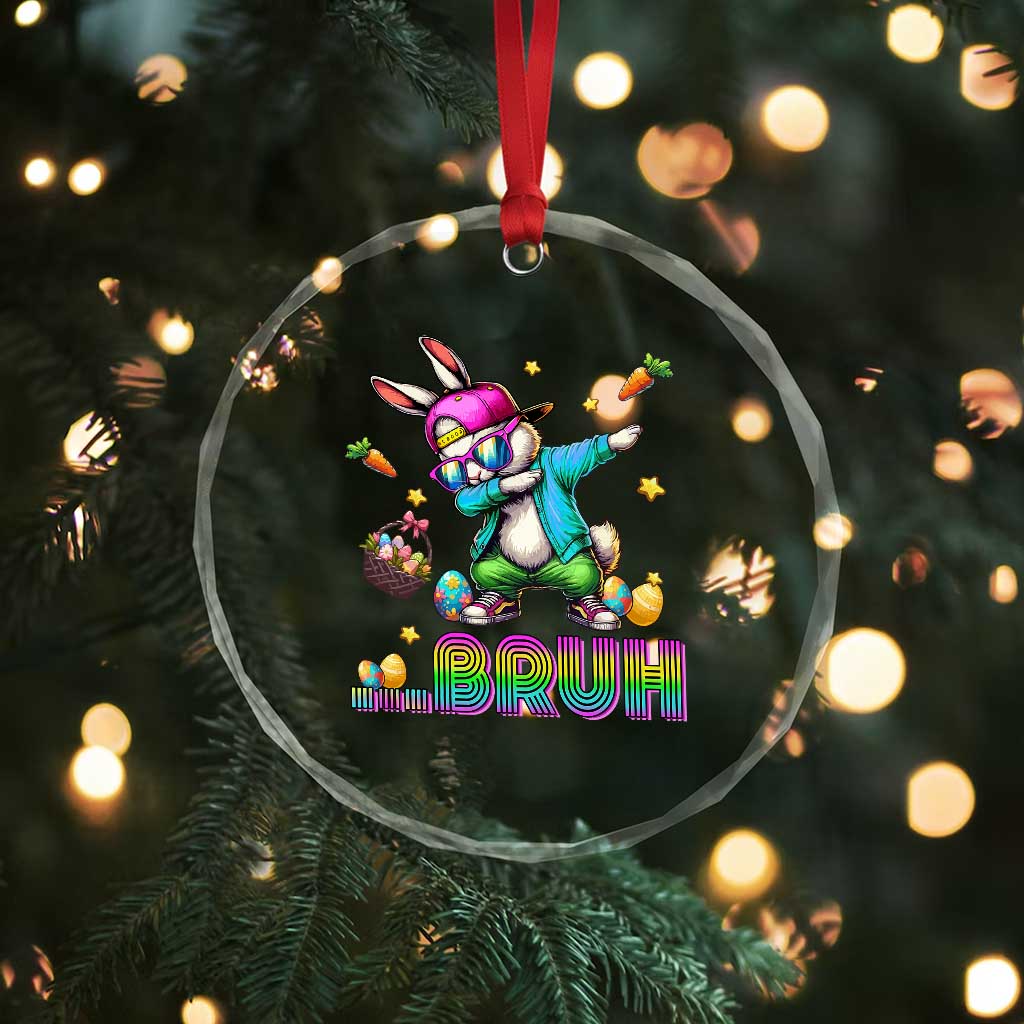 Bruh Dab Bunny Easter Crystal Glass Ornament Funny 80s Retro Vintage Party Cool Rabbit TS10 Print Your Wear