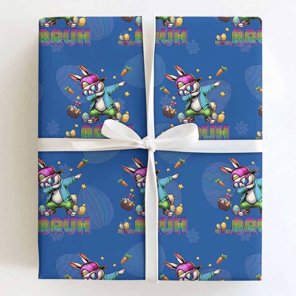 Bruh Dab Bunny Easter Wrapping Paper Roll Funny 80s Retro Vintage Party Cool Rabbit TS10 Royal Blue Print Your Wear