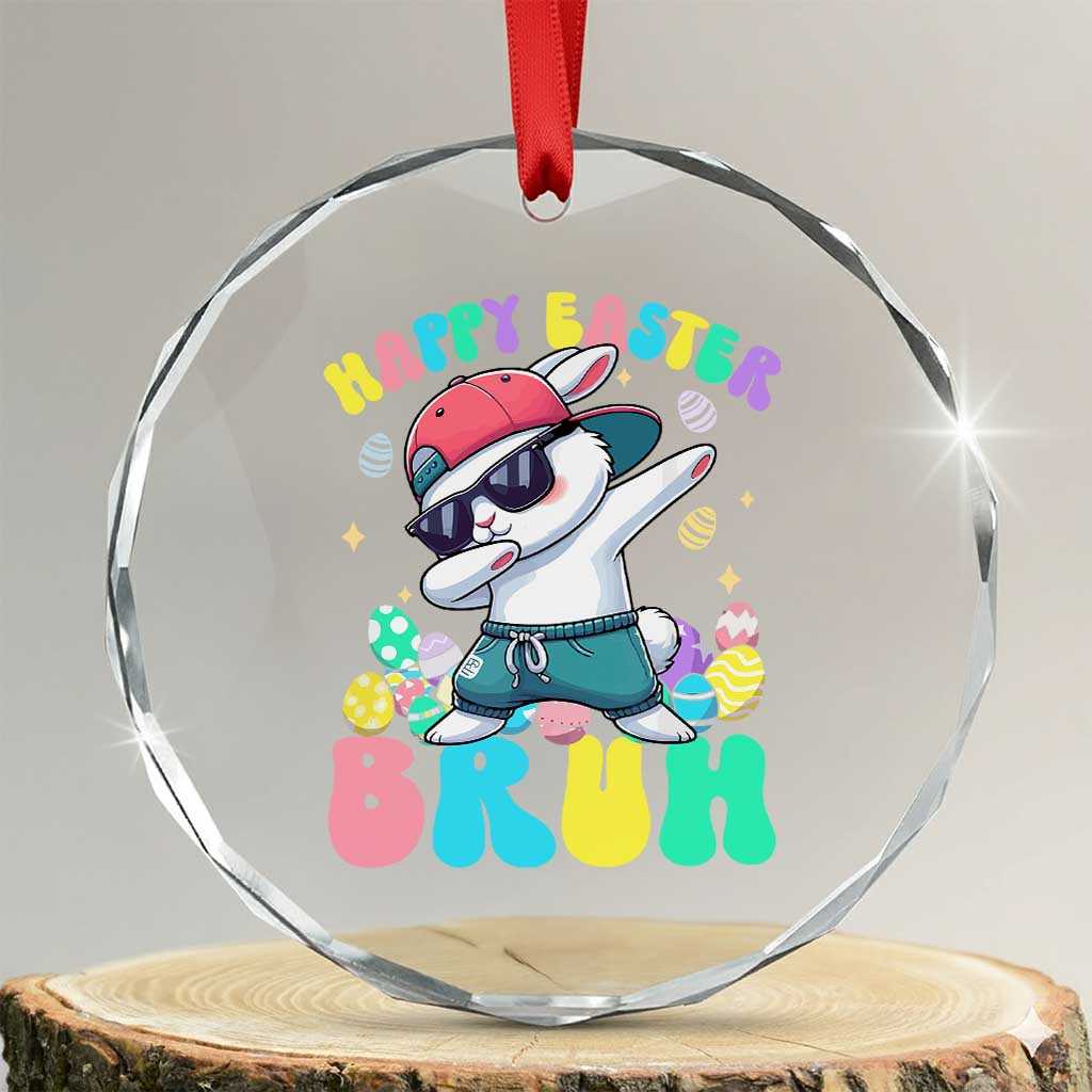 Bruh Easter Crystal Glass Ornament Funny Bunny Dab Rabbit Dance TS10 Transparent Glass 3'' Circle Print Your Wear