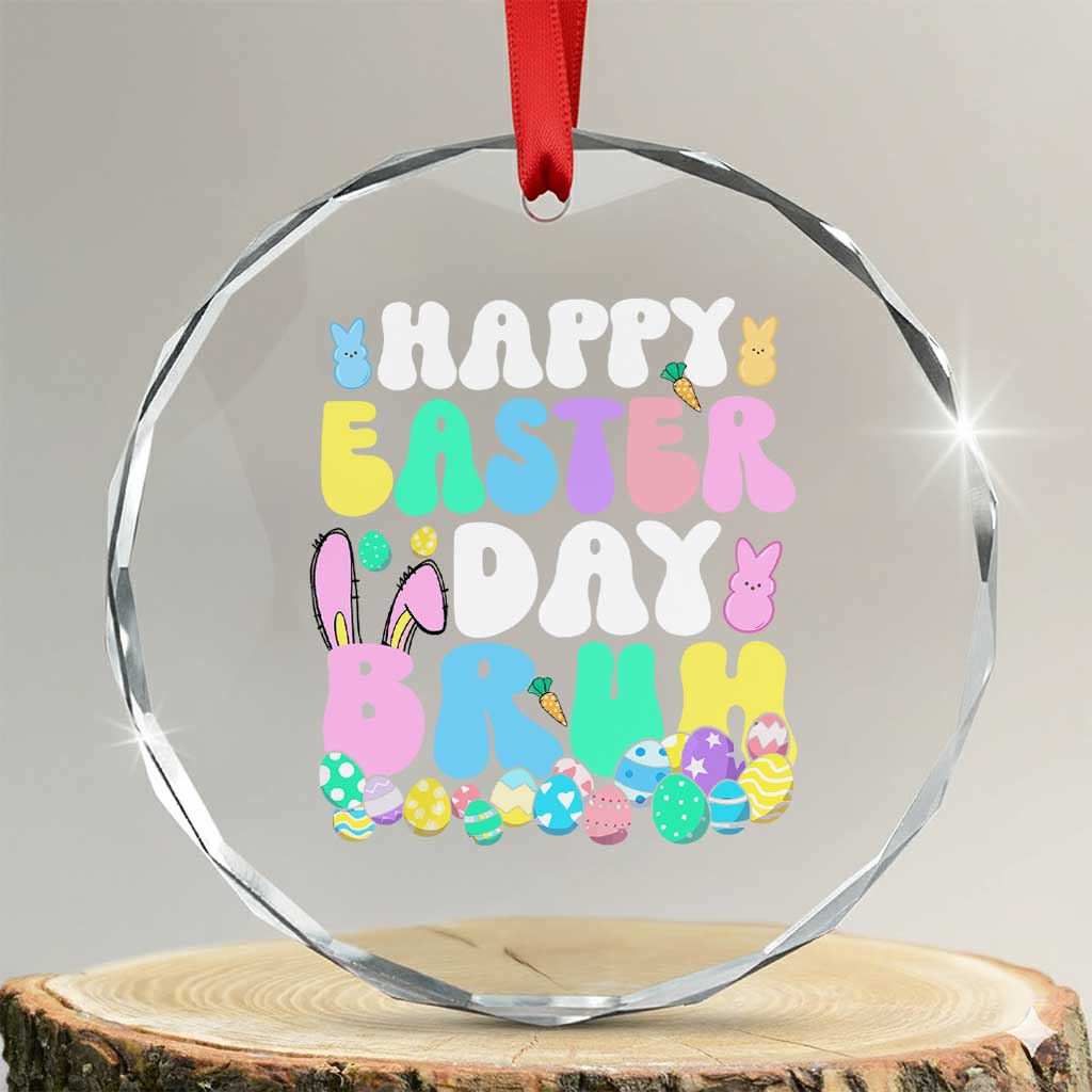 Bruh Easter Crystal Glass Ornament Teens Boys Kids Cute Bunny Eggs TS10 Transparent Glass 3'' Circle Print Your Wear