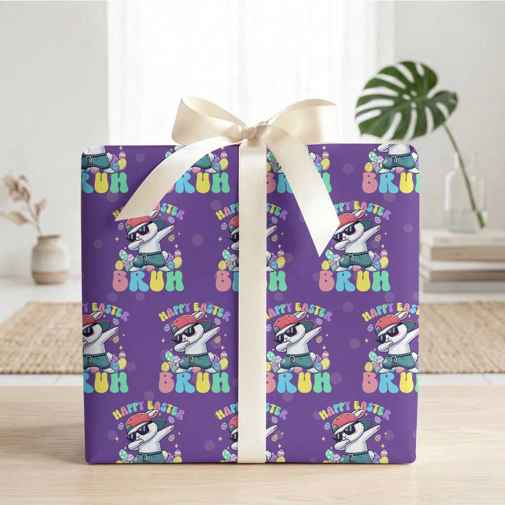 Bruh Easter Wrapping Paper Roll Funny Bunny Dab Rabbit Dance TS10 Purple Print Your Wear