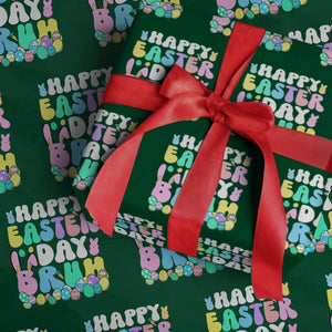 Bruh Easter Wrapping Paper Roll Teens Boys Kids Cute Bunny Eggs TS10 Green Print Your Wear