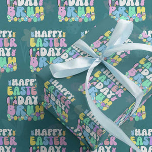 Bruh Easter Wrapping Paper Roll Teens Boys Kids Cute Bunny Eggs TS10 Teal Print Your Wear