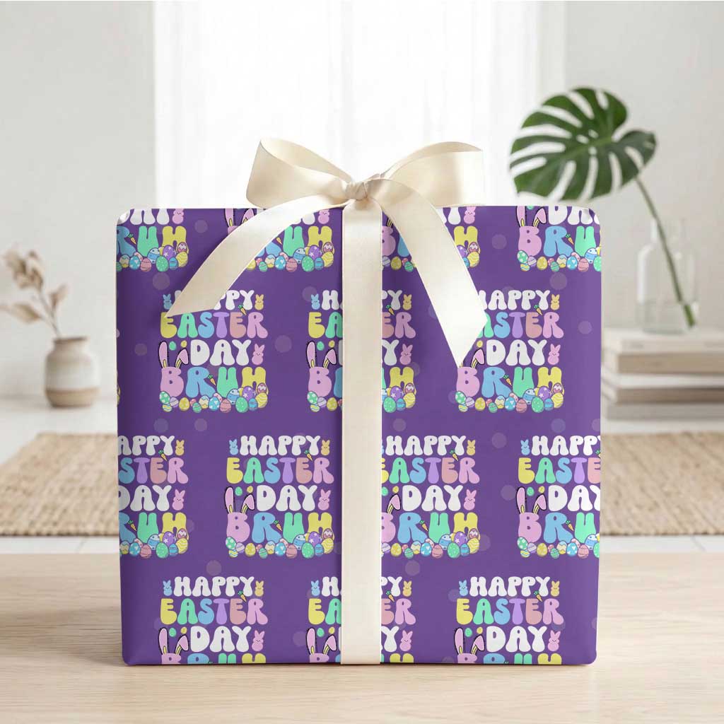 Bruh Easter Wrapping Paper Roll Teens Boys Kids Cute Bunny Eggs TS10 Purple Print Your Wear