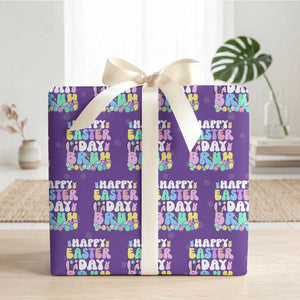 Bruh Easter Wrapping Paper Roll Teens Boys Kids Cute Bunny Eggs TS10 Purple Print Your Wear