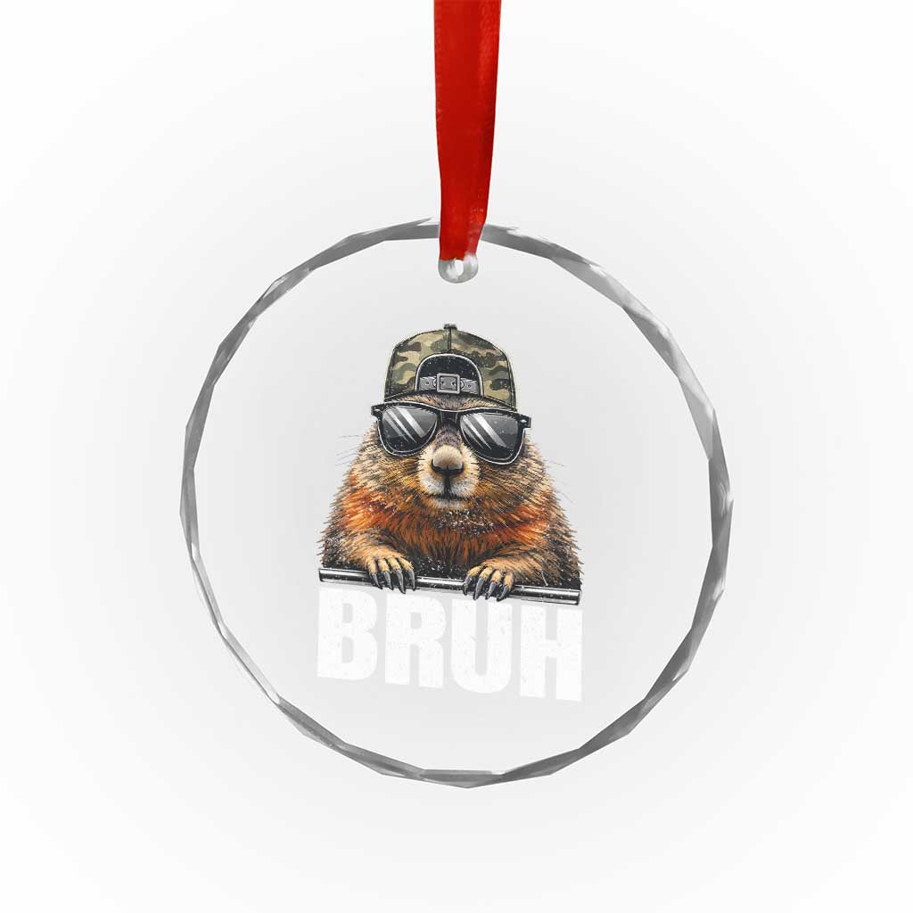 Bruh Groundhog Crystal Glass Ornament Funny Woodchuck Camo Hat Youth Teens Kids Slang TS10 Print Your Wear