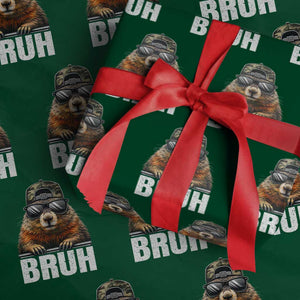 Bruh Groundhog Wrapping Paper Roll Funny Woodchuck Camo Hat Youth Teens Kids Slang TS10 Green Print Your Wear