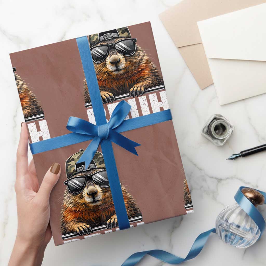 Bruh Groundhog Wrapping Paper Roll Funny Woodchuck Camo Hat Youth Teens Kids Slang TS10 Mocha Print Your Wear