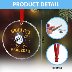 Bruh Hanukkah Crystal Glass Ornament Funny Dabbing Dreidel Love Jewish Chanukah Jew Gift TS10 Print Your Wear