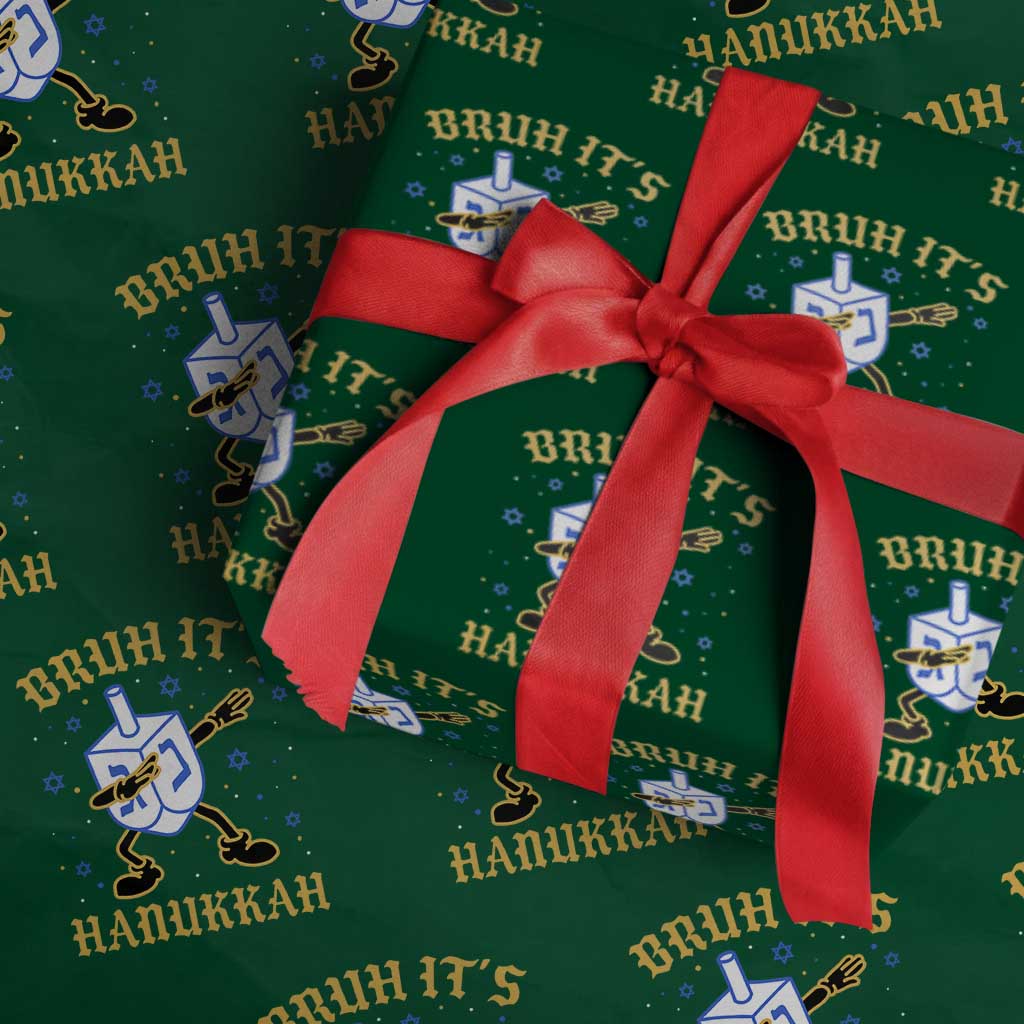 Bruh Hanukkah Wrapping Paper Roll Funny Dabbing Dreidel Love Jewish Chanukah Jew Gift TS10 Green Print Your Wear