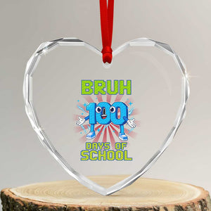 Bruh I Survived 67 33 Days Of School Heart Crystal Glass Ornament Funny 100th Days of School 67 Game Meme TS11 Transparent Glass 3'' Heart Print Your Wear