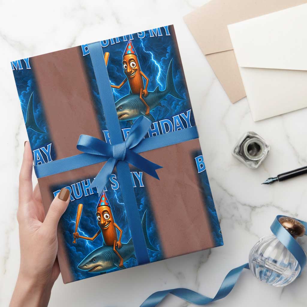 Bruh Its My Birthday Wrapping Paper Roll Italian Brainrot Meme Birthday Kids Family Party Bday TS10 Mocha Print Your Wear
