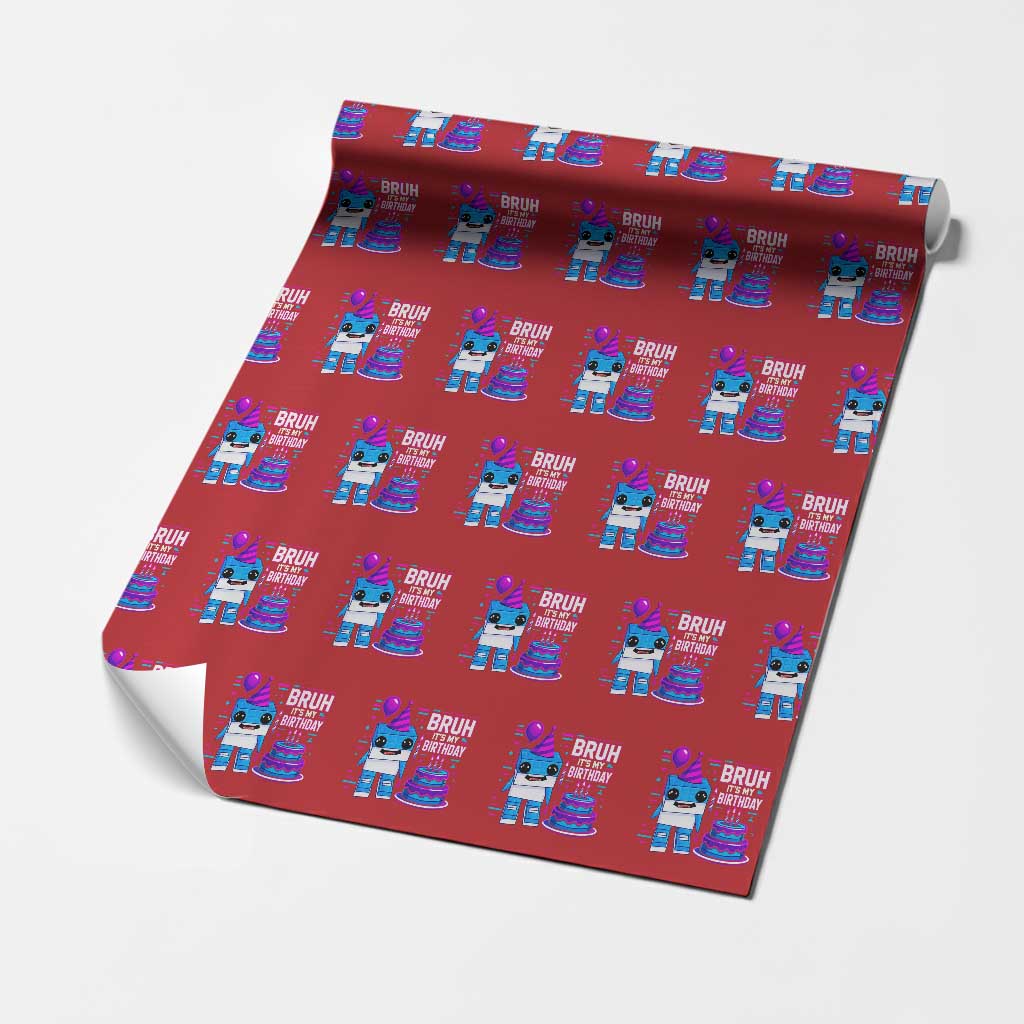 Bruh Its My Birthday Wrapping Paper Roll Italian Brainrot Meme Family Party Bday Los Tralaleritos TS10 Red Print Your Wear