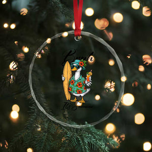 Bruh Its Summer Crystal Glass Ornament Funny Hawaiian Goose Surfer Graphic