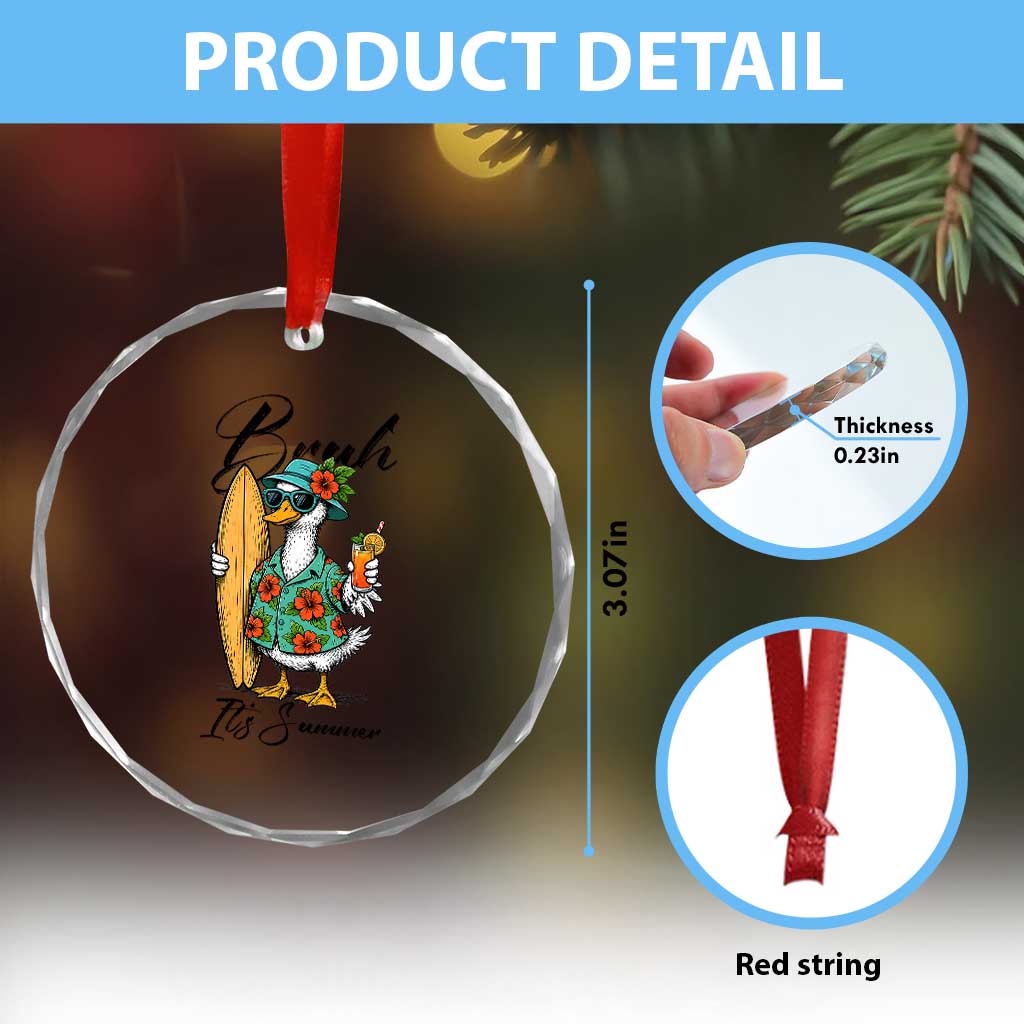 Bruh Its Summer Crystal Glass Ornament Funny Hawaiian Goose Surfer Graphic