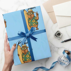 Bruh Its Summer Wrapping Paper Roll Funny Capybara Surfer Beach Vacation Gift